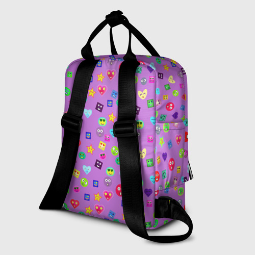 Женский рюкзак 3D с принтом Эмпатия - паттерн эмоджи, вид сзади #1