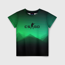 Детская футболка 3D CS GO green black background