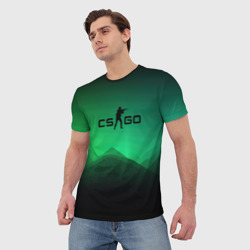 Мужская футболка 3D CS GO green black background - фото 2