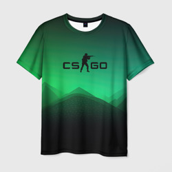 Мужская футболка 3D CS GO green black background