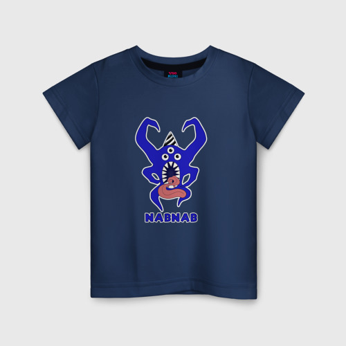 Детская футболка из хлопка с принтом Nabnab - паук без фона, вид спереди №1