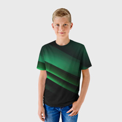 Детская футболка 3D Черно зеленые полосы - фото 2