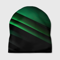 Шапка 3D Черно зеленые полосы