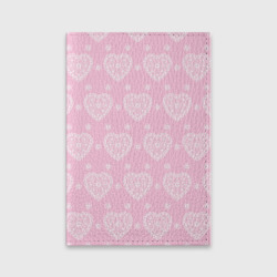 Обложка для паспорта матовая кожа Розовое кружево сердечки