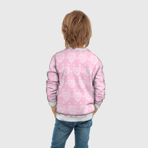 Детский свитшот 3D Розовое кружево сердечки, цвет 3D печать - фото 6