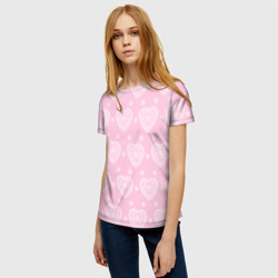 Женская футболка 3D Розовое кружево сердечки - фото 2