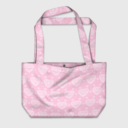 Пляжная сумка 3D Розовое кружево сердечки