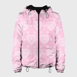 Женская куртка 3D Розовое кружево сердечки