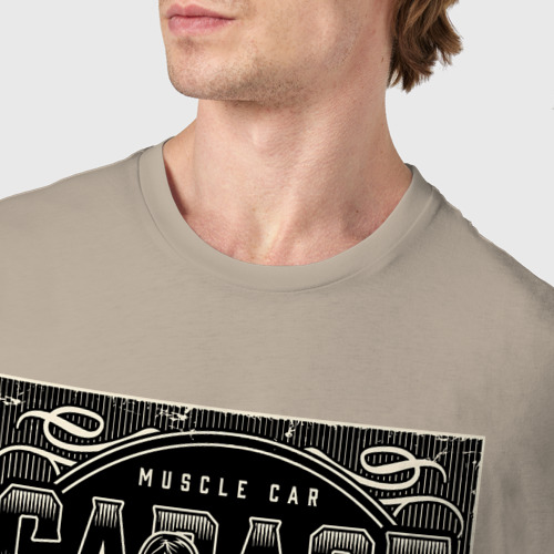 Мужская футболка хлопок Muscle cars garage, цвет миндальный - фото 6