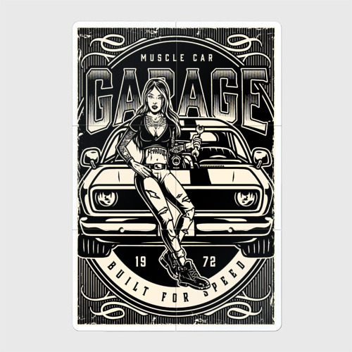 Магнитный плакат 2Х3 Muscle cars garage