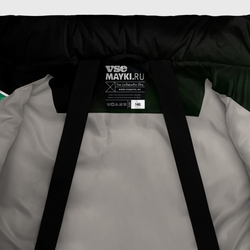 Зимняя куртка для мальчиков 3D с принтом Герб РФ зеленый черный фон, фото #5