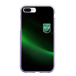 Чехол для iPhone 7Plus/8 Plus матовый Герб РФ зеленый черный фон