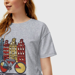Женская футболка хлопок Oversize Amsterdam bike - фото 2
