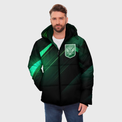 Мужская зимняя куртка 3D Герб РФ зеленый черный   фон - фото 2