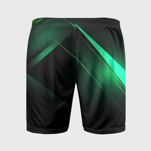 Мужские шорты спортивные Герб РФ зеленый черный   фон, цвет 3D печать - фото 2