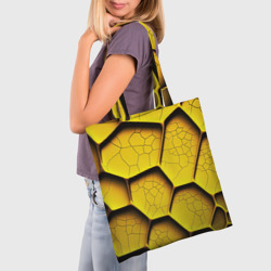 Шоппер 3D Желтые шестиугольники с трещинами - объемная текстура - фото 2