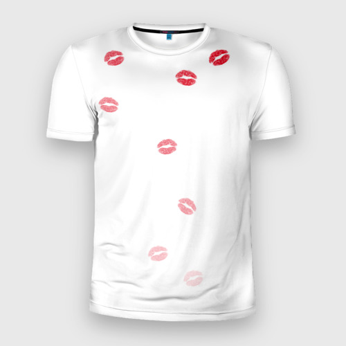 Мужская футболка 3D Slim Следы поцелуев губы, цвет 3D печать