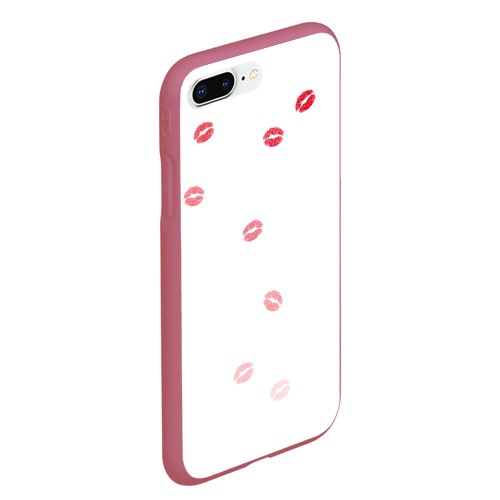 Чехол для iPhone 7Plus/8 Plus матовый с принтом Следы поцелуев губы, вид сбоку #3