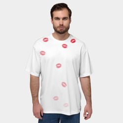 Мужская футболка oversize 3D Следы поцелуев губы - фото 2