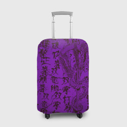 Чехол для чемодана 3D Неоновый дракон - иероглифы
