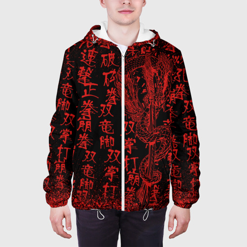 Мужская куртка 3D Дракон и катана - иероглифы, цвет 3D печать - фото 4