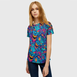 Женская футболка 3D Неоновые монстры - graffiti art style pattern - фото 2