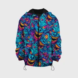 Детская куртка 3D Неоновые монстры - graffiti art style pattern