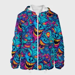 Мужская куртка 3D Неоновые монстры - graffiti art style pattern