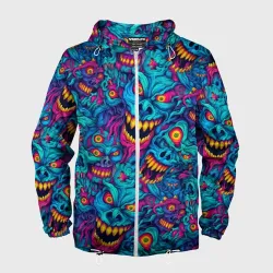Мужская ветровка 3D Неоновые монстры - graffiti art style pattern