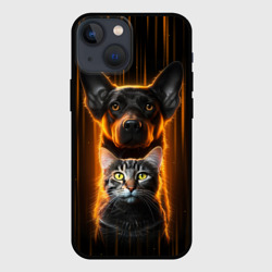 Чехол для iPhone 13 mini Собака и кот