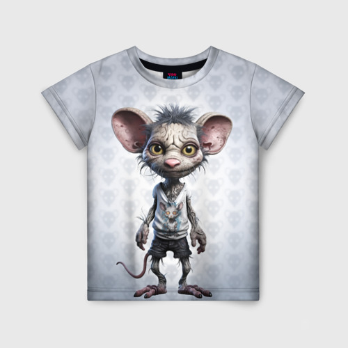 Детская футболка 3D с принтом Забавный крыс, вид спереди #2