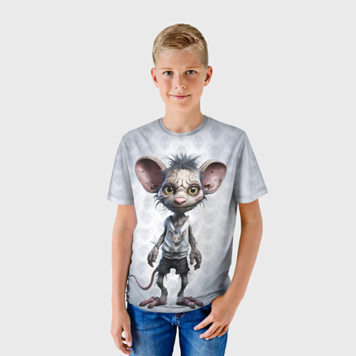 Детская футболка 3D с принтом Забавный крыс, фото на моделе #1