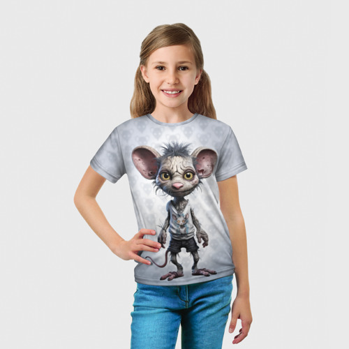 Детская футболка 3D с принтом Забавный крыс, вид сбоку #3