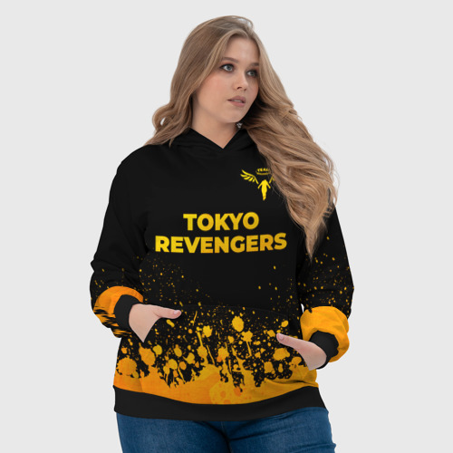 Женская толстовка 3D Tokyo Revengers - gold gradient: символ сверху, цвет 3D печать - фото 6