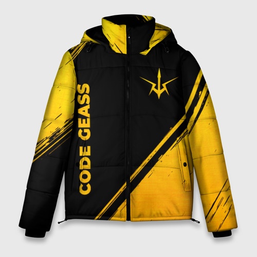 Мужская зимняя куртка 3D Code Geass - gold gradient: надпись, символ, цвет черный