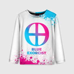 Детский лонгслив 3D Blue Exorcist neon gradient style