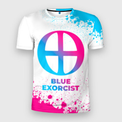 Мужская футболка 3D Slim Blue Exorcist neon gradient style