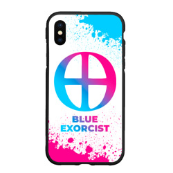 Чехол для iPhone XS Max матовый Blue Exorcist neon gradient style