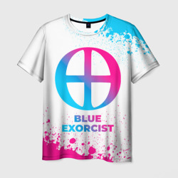 Мужская футболка 3D Blue Exorcist neon gradient style