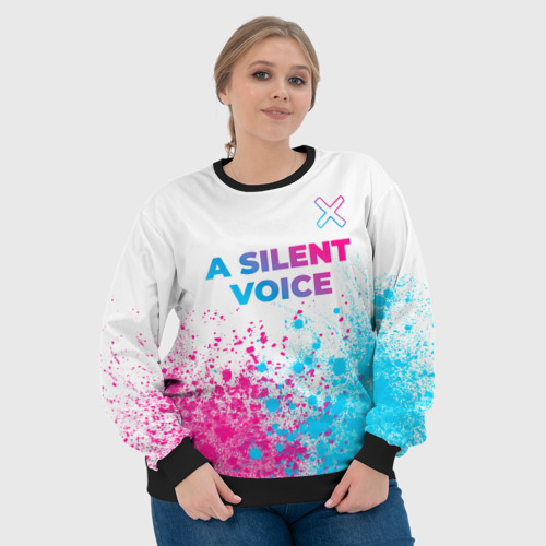 Женский свитшот 3D A Silent Voice neon gradient style: символ сверху, цвет 3D печать - фото 6