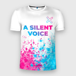 Мужская футболка 3D Slim A Silent Voice neon gradient style: символ сверху