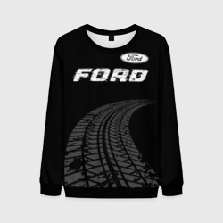 Мужской свитшот 3D Ford Speed на темном фоне со следами шин: символ сверху