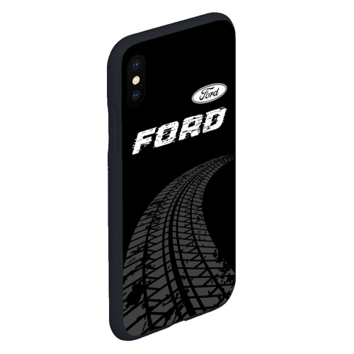 Чехол для iPhone XS Max матовый Ford Speed на темном фоне со следами шин: символ сверху - фото 3