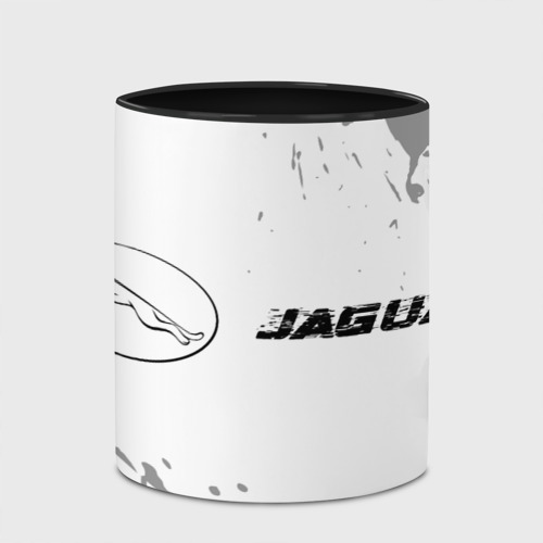 Кружка с полной запечаткой Jaguar Speed на светлом фоне со следами шин: надпись и символ, цвет белый + черный - фото 4