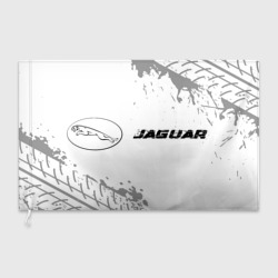 Флаг 3D Jaguar Speed на светлом фоне со следами шин: надпись и символ