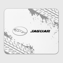 Прямоугольный коврик для мышки Jaguar Speed на светлом фоне со следами шин: надпись и символ