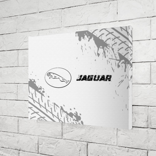 Холст прямоугольный Jaguar Speed на светлом фоне со следами шин: надпись и символ, цвет 3D печать - фото 3