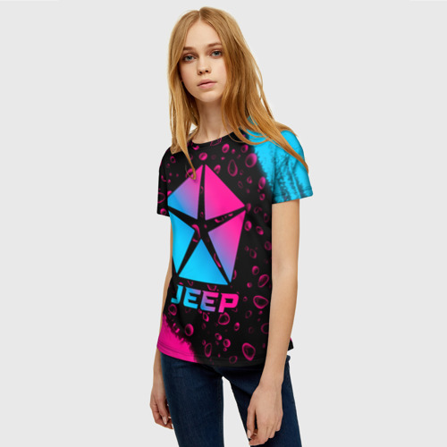 Женская футболка 3D с принтом Jeep - neon gradient, фото на моделе #1