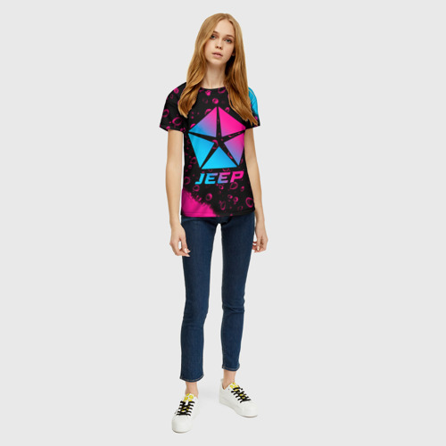 Женская футболка 3D с принтом Jeep - neon gradient, вид сбоку #3