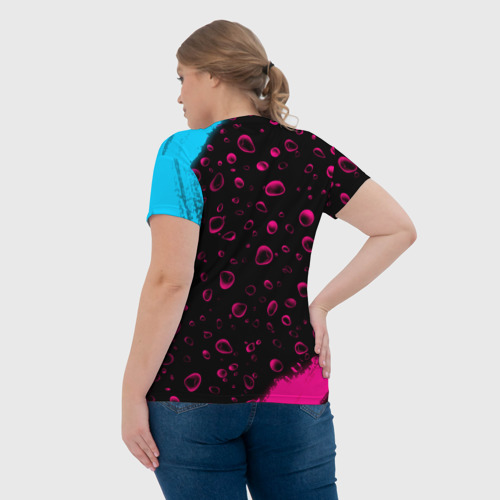 Женская футболка 3D с принтом Jeep - neon gradient, вид сзади #2